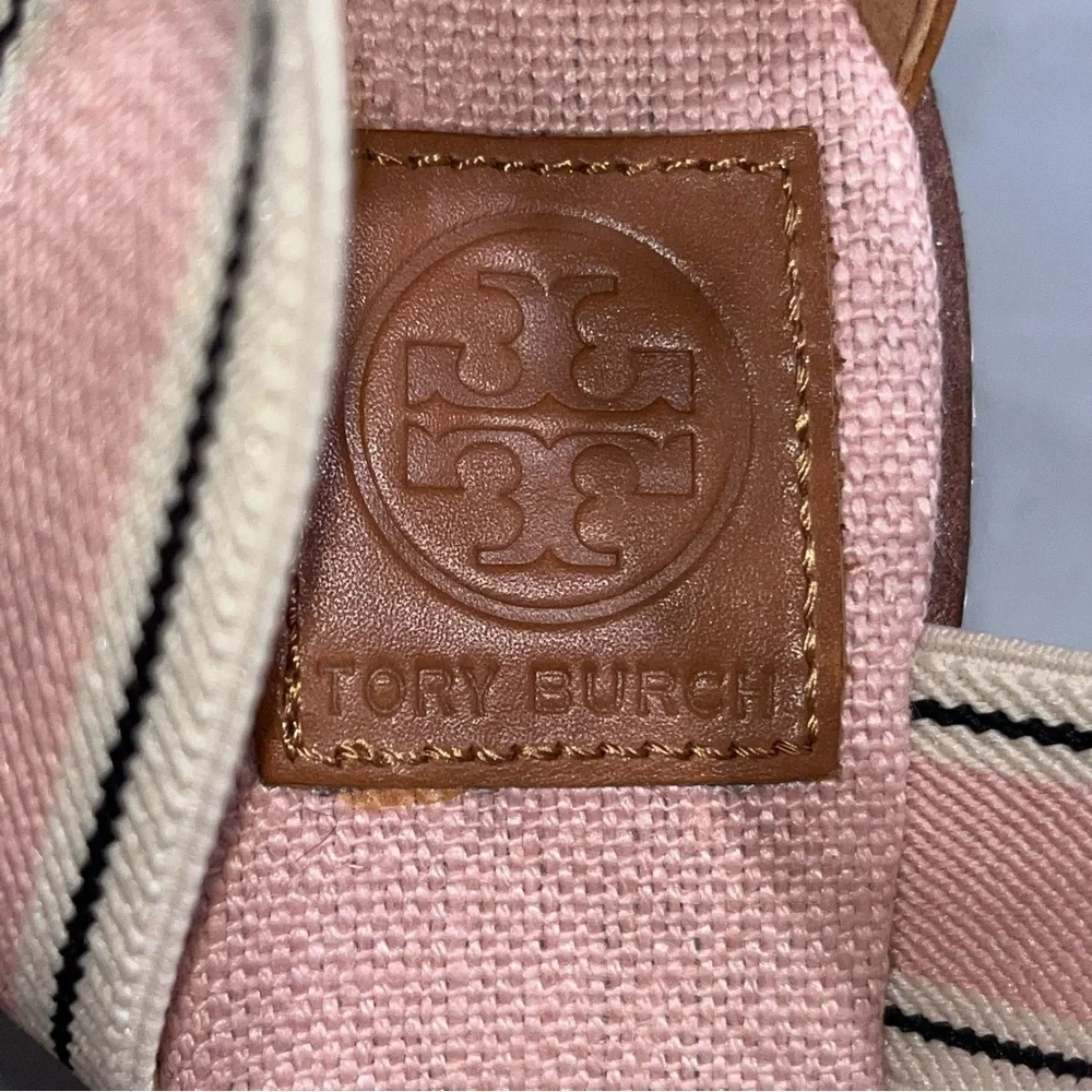 Tory Burch Pink Blush Frieda Espadrille Wedge Sandals Shoes size 7